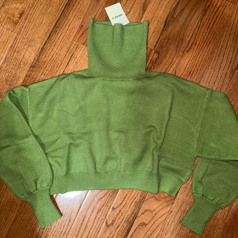 Forever 21 Olive Green Ribbed Turtle Neck Sweater